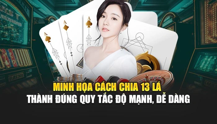 Minh họa cách chia 13 lá thành đúng quy tắc độ mạnh